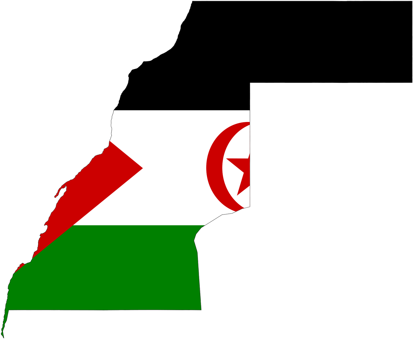 Western Sahara Flag Map Clipart (1249x1024), Png Download