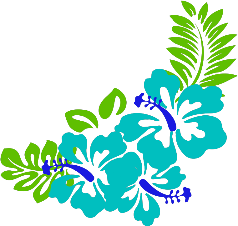 Blue Green Tropical Flowers Svg Clip Arts - Clip Art Hawiian Flowers - Png Download (1024x1024), Png Download