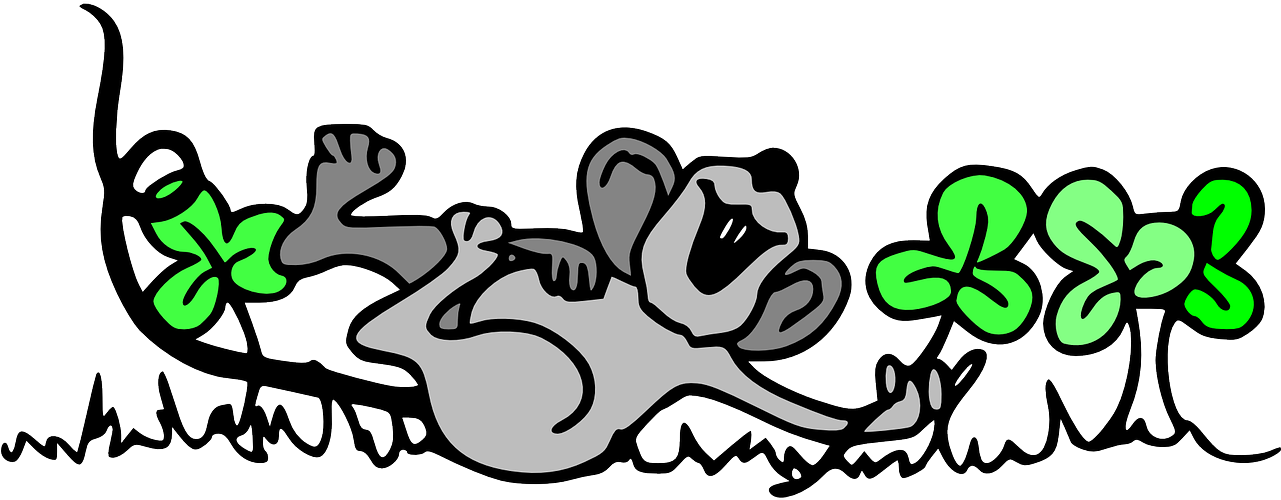 Mouse Playing In Shamrocks Clipart By Liftarn - Free Clip Art March - Png Download (1200x475), Png Download