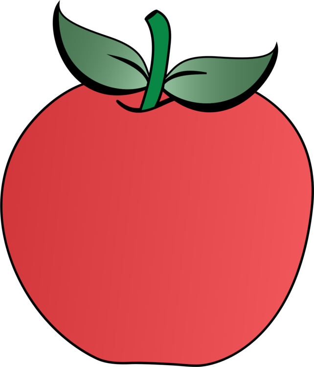 Leaf Clipart Apple Tree - Apple Clipart With Two Leaves - Png Download (642x750), Png Download