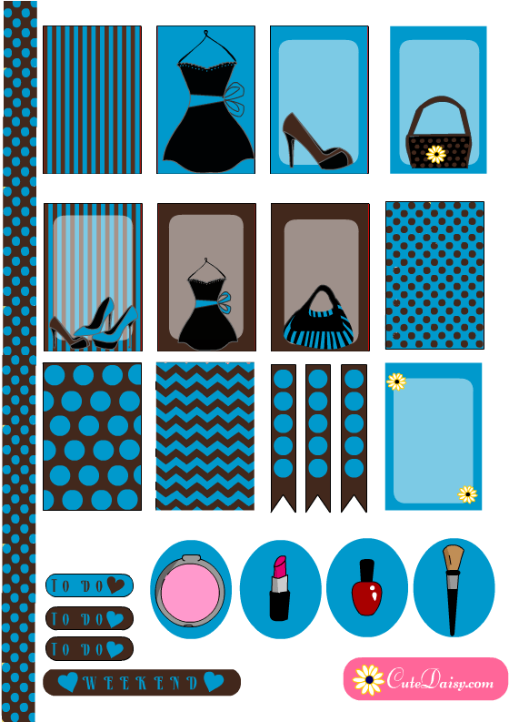 Fashionista Stickers For Erin Condren And Happy Planner - Planner Fashion Stickers Free Printable Clipart (612x792), Png Download