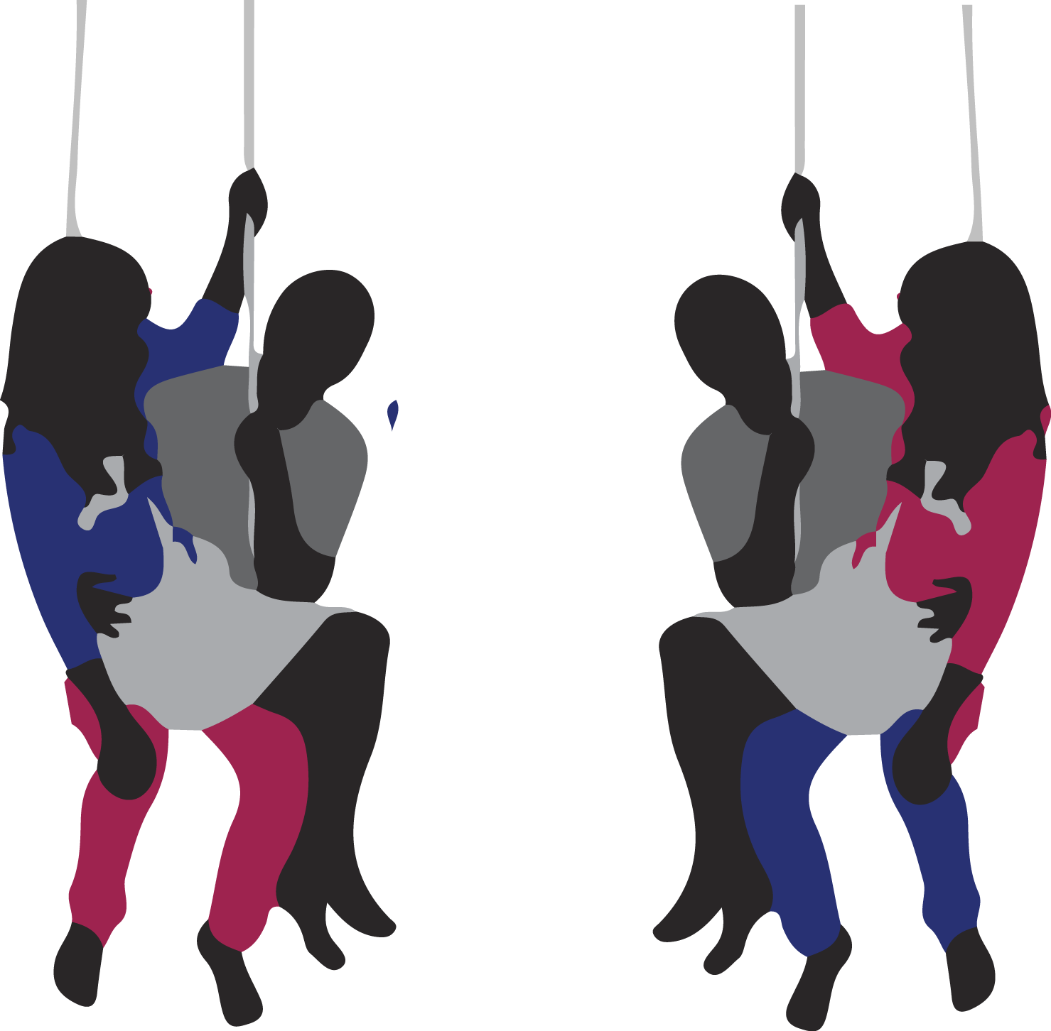 2 Sets Of Couples Swapping Partners While On Swing - Banksy Clipart (1479x1452), Png Download