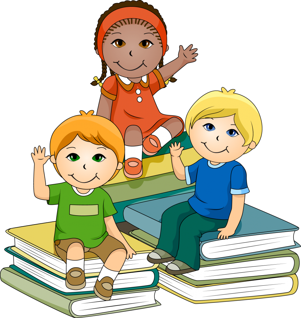 School Children Clipart - Children With Books Clipart - Png Download (969x1024), Png Download