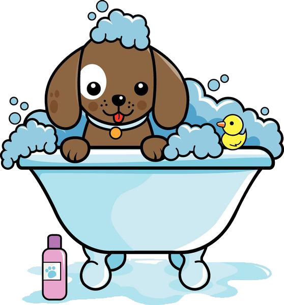 Dog And Cat Bath Clipart Clip Stock Dog Grooming Cat - Dog In Bathtub Clipart - Png Download (558x600), Png Download
