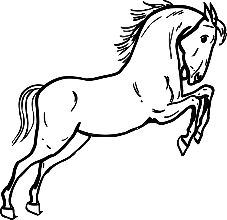 Jumping Horse Coloring Page - Mustang Horse Coloring Page Clipart (750x728), Png Download