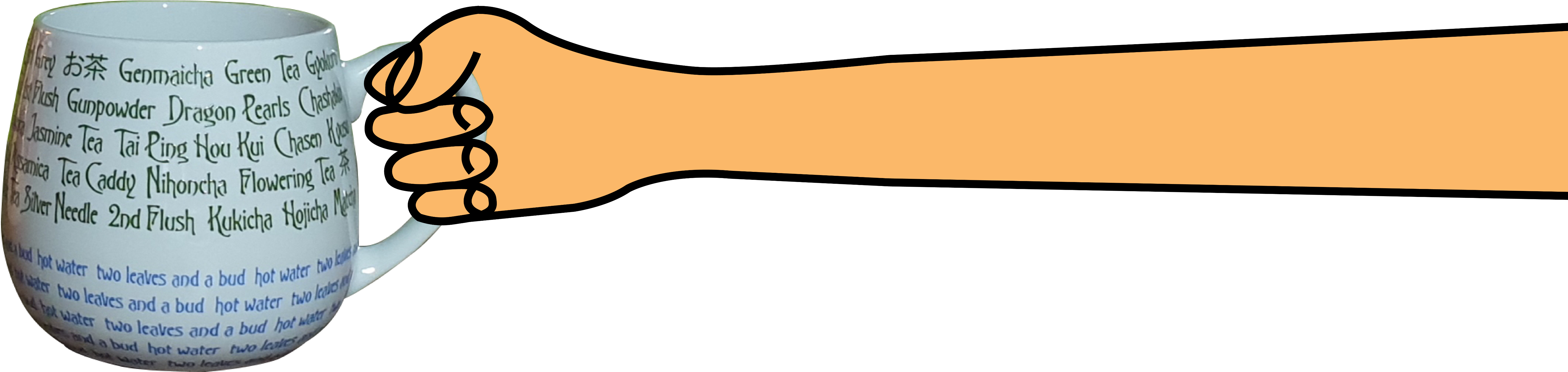 Mug In Hand2-01 V3 Clipart (6402x1897), Png Download