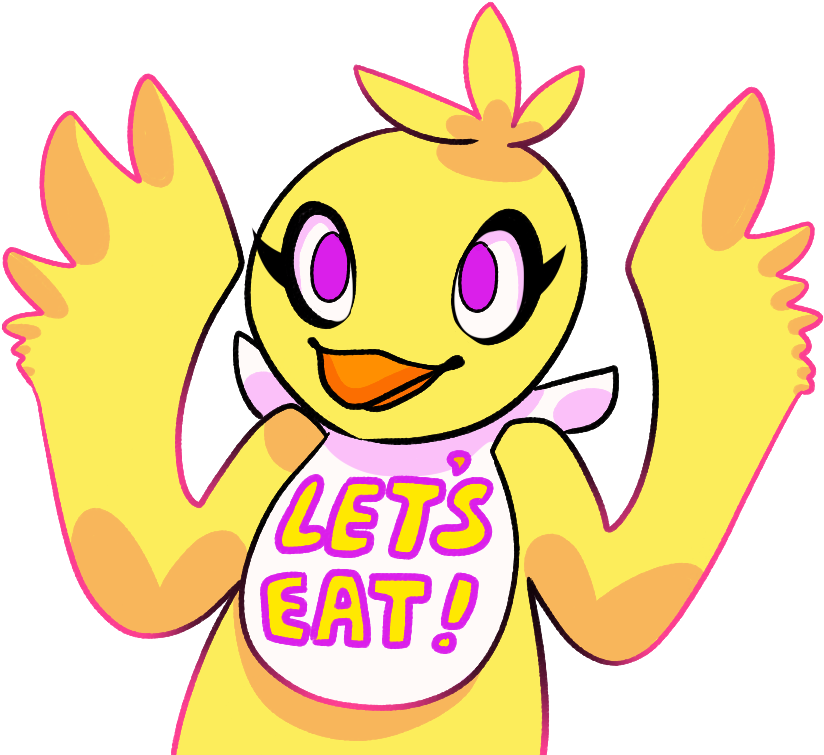 Lets Eat Five Nights At Freddy"s 2 Pink Yellow Text - Chica Cute Clipart (862x757), Png Download