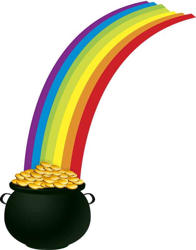 Pot Of Gold Rainbow Clipart - Rainbow Pot Of Gold Clipart - Png Download (628x800), Png Download