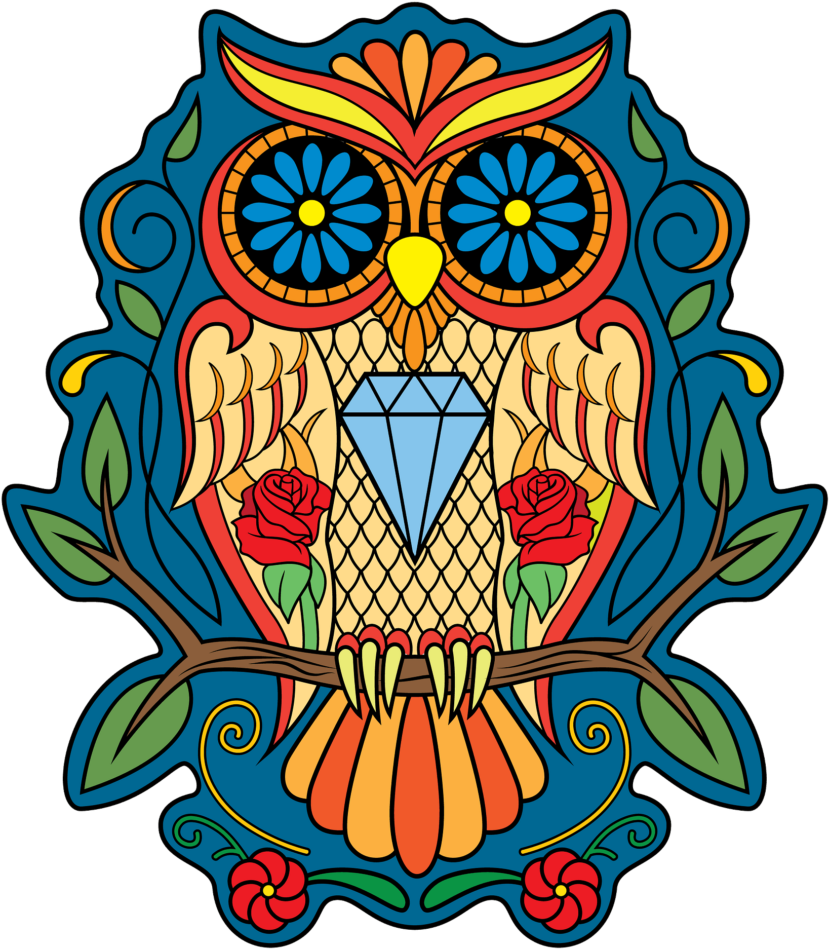 Buho Dia De Los Muertos Clipart (1794x1920), Png Download