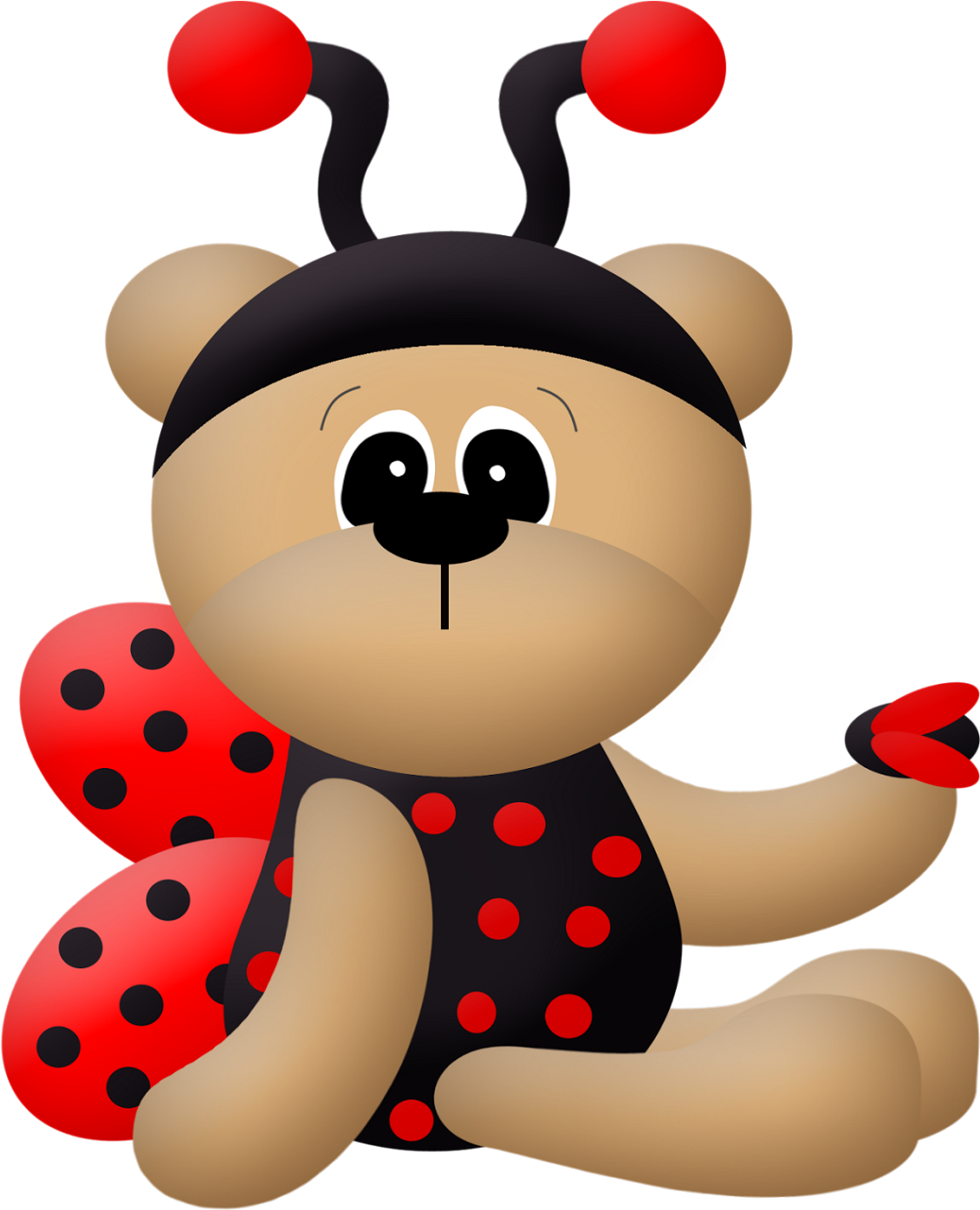 Ladybug Dress Bears Clip Art - Mariquita Animada - Png Download (1600x1524), Png Download