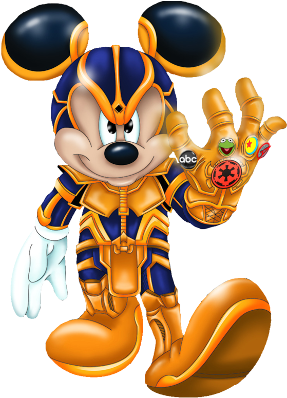 Abc Ex Cartoon Animated Cartoon Mascot Clip Art - Mickey Mouse Infinity Gauntlet - Png Download (680x874), Png Download