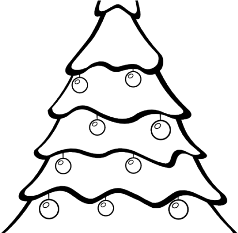 Easy Christmas Tree Coloring Pages Clipart (640x480), Png Download