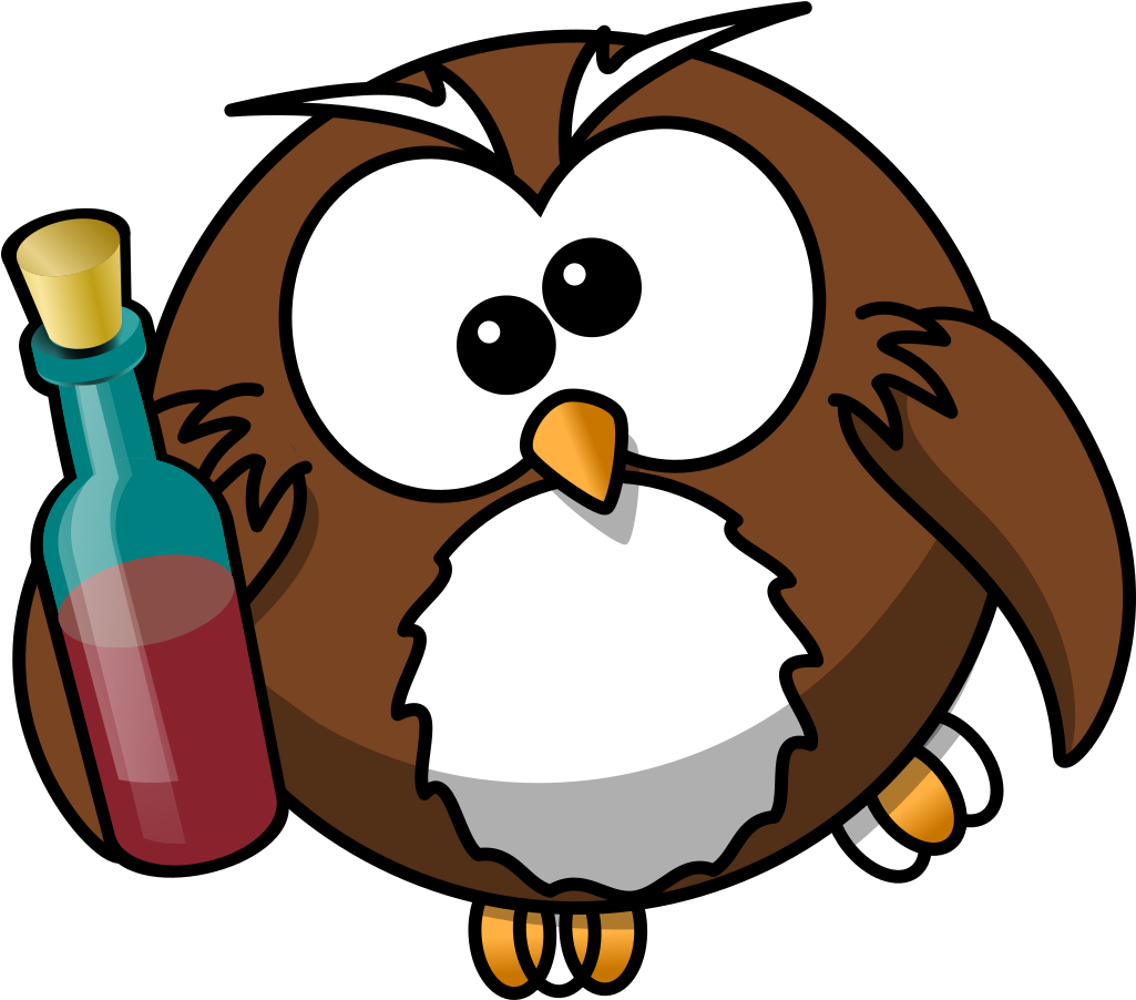 Drunk Owl Vector Drawing - Drunk Owl Clipart - Png Download (600x600), Png Download