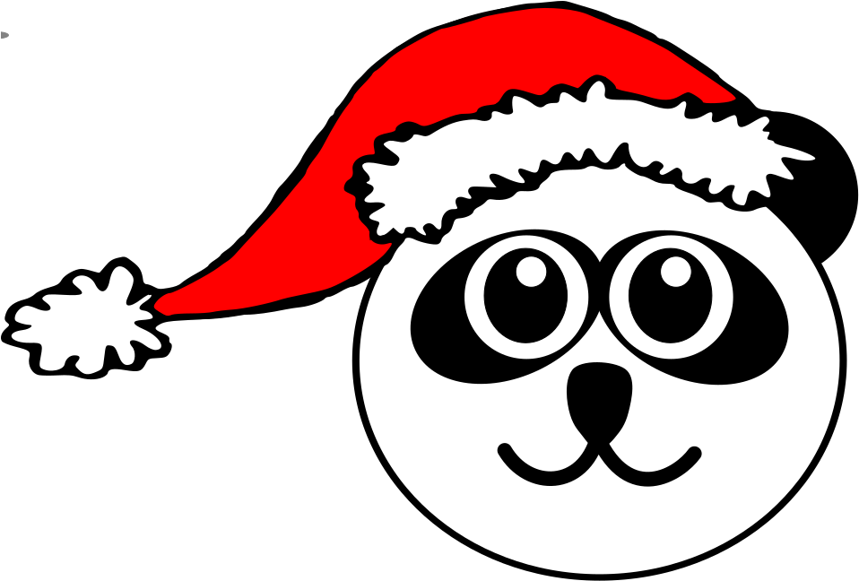 Panda Face With Santa Hat Clipart - Santa Heads Coloring Pages - Png Download (800x543), Png Download