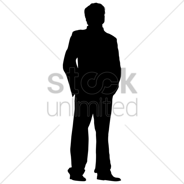 Businessman Standing Silhouette Vector Image - Standing Clipart (600x600), Png Download