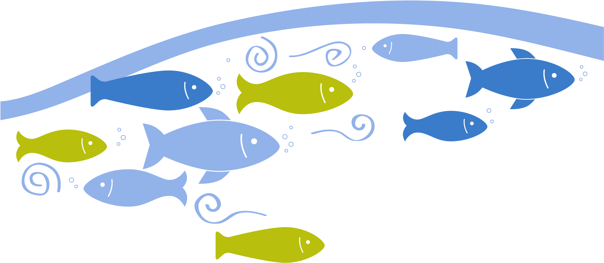 Fish - Fish Shoal Clipart - Png Download (2000x983), Png Download
