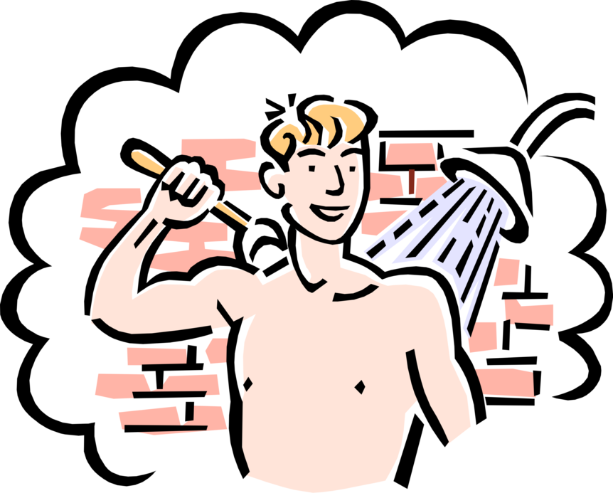 Vector Illustration Of 1950"s Vintage Style Teenage - Wash Your Body Clipart - Png Download (862x700), Png Download