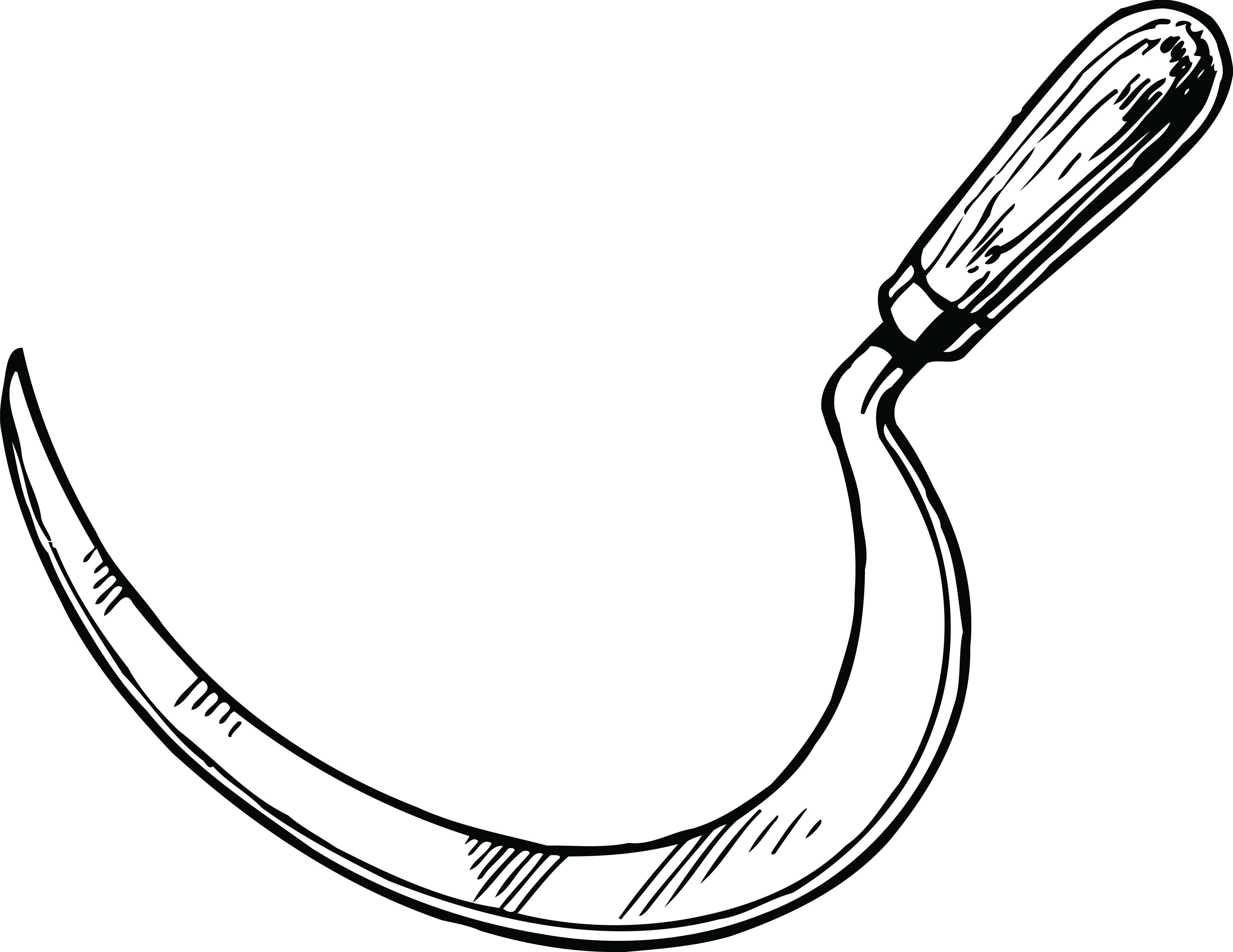 Transparent Scythe Clipart - Sickle Black And White - Png Download (4000x3088), Png Download