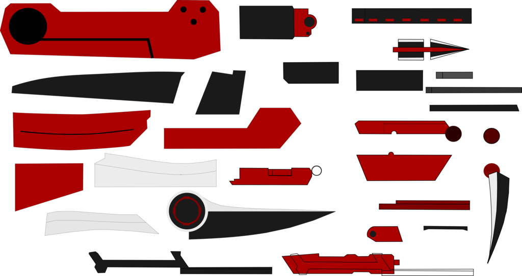 Scythe Clipart Pole - Papercraft Crescent Rose - Png Download (1024x542), Png Download