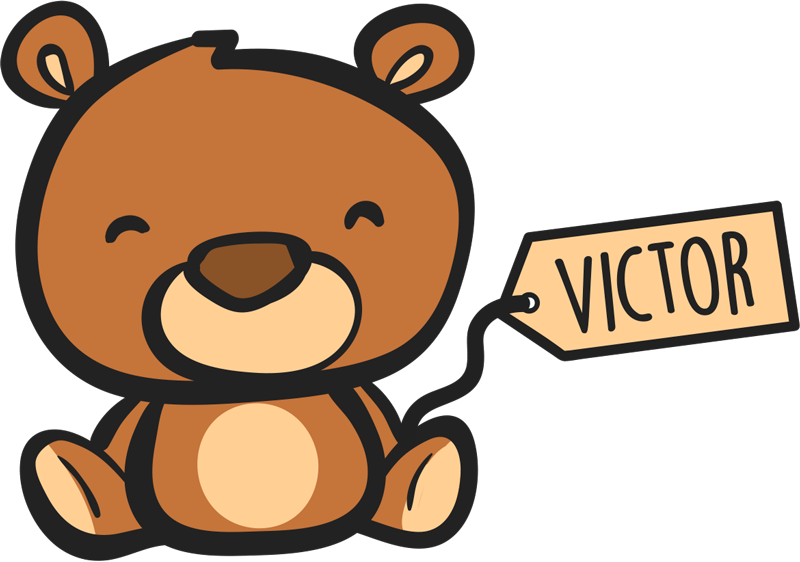Teddy Bear Name Customisable Wall Sticker Clipart (800x562), Png Download