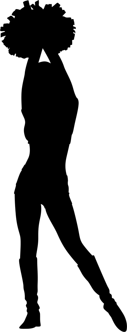 Cheerleading Dance Pom-pom Silhouette - Dancer Silhouette With Poms Clipart (429x1115), Png Download