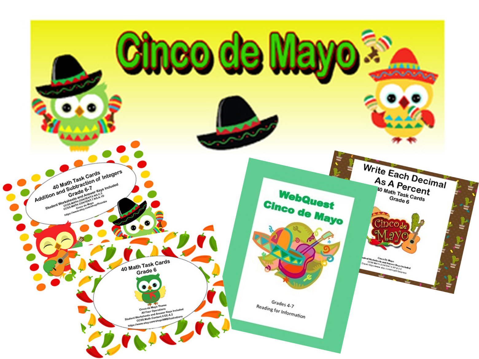 Clip Cards Math - Cinco De Mayo - Png Download (1560x1170), Png Download