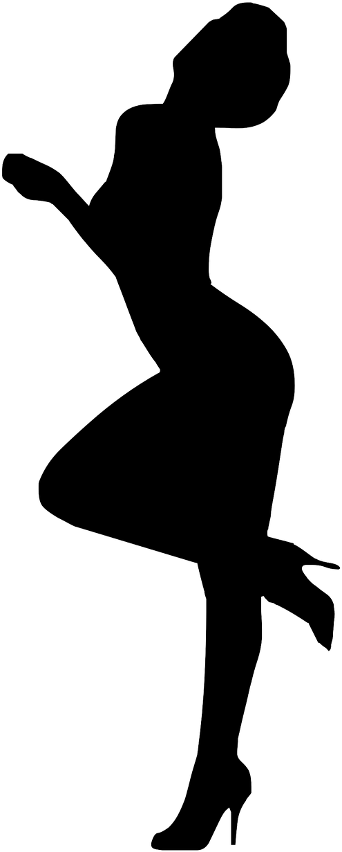 Silhouette Of A Curvy Woman Clipart (500x1174), Png Download