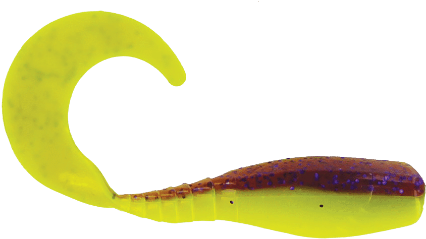 2 Curly Tail Crappie Minnr In Purple Glitter - Caterpillar Clipart (844x474), Png Download