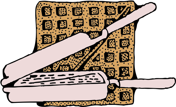 Waffle And Waffle Iron - Drawing Of A Waffle Black And White Clipart (600x600), Png Download