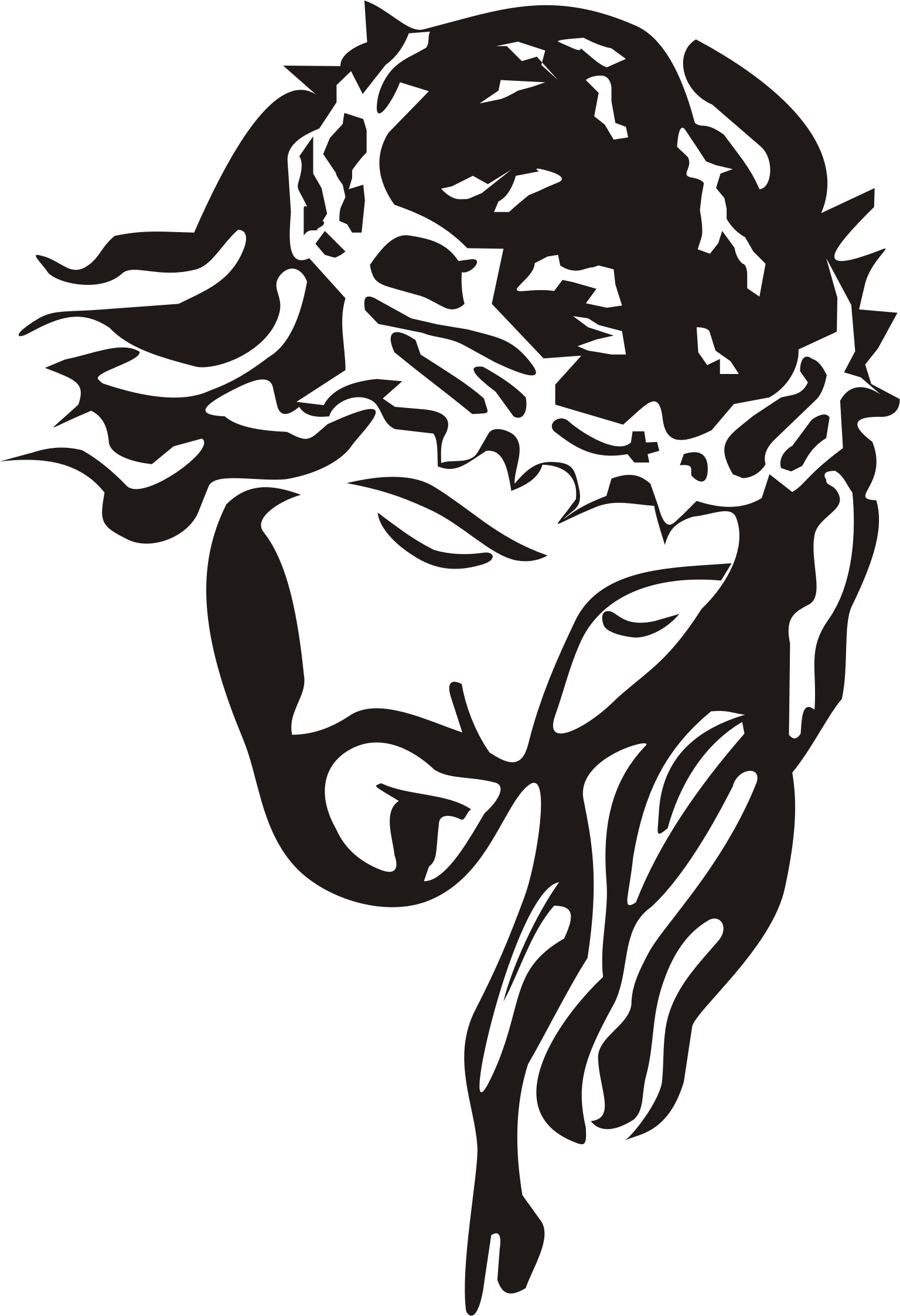 Stencil Clip Art - Jesus Clipart Black And White - Png Download (1536x2245), Png Download