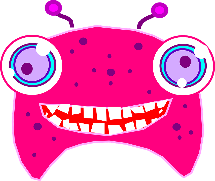 Monster, Face, Scary, Creature, Teeth - Pink Alien Clip Art - Png Download (854x720), Png Download