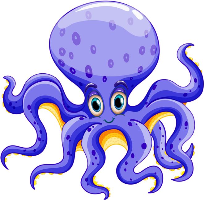 Octopus Clipart Sea Creature - Water Animals Clipart - Png Download (660x649), Png Download