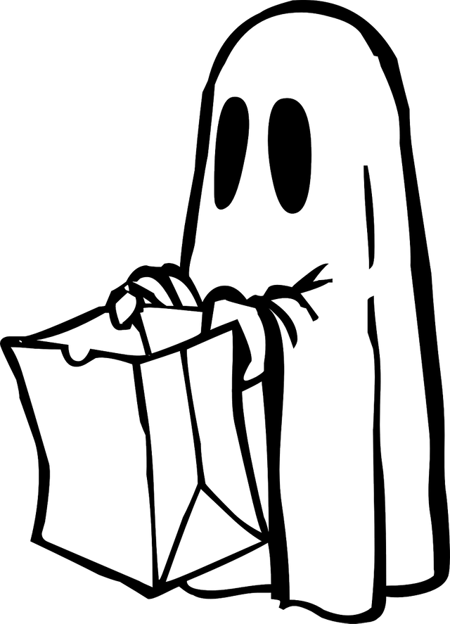 Ghost In Black And White Clipart (520x720), Png Download