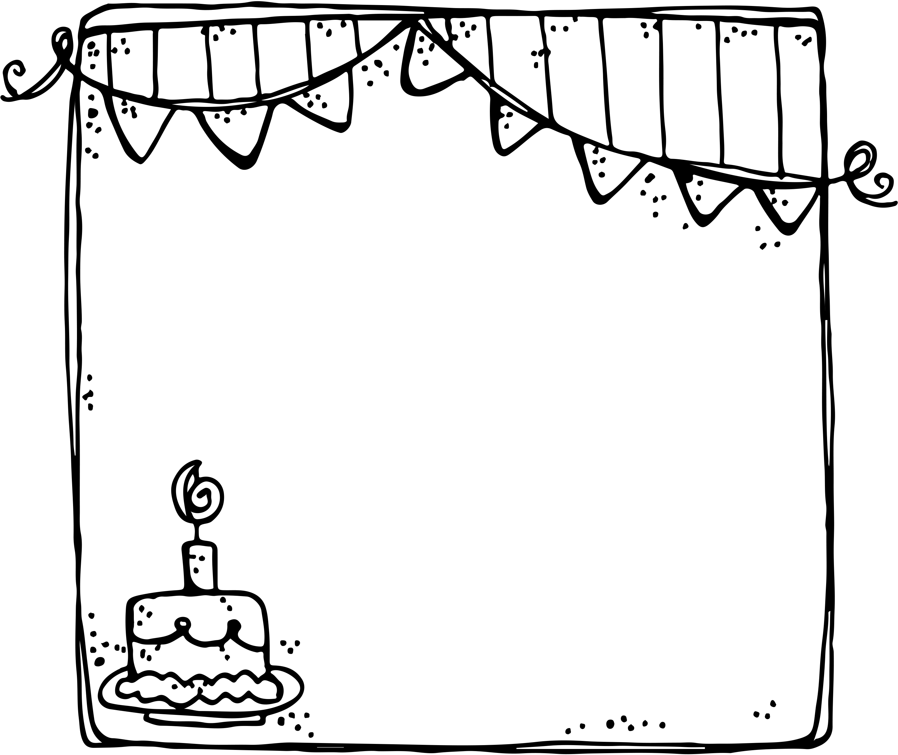 Birthday Border Black And White Clipart (2999x2522), Png Download