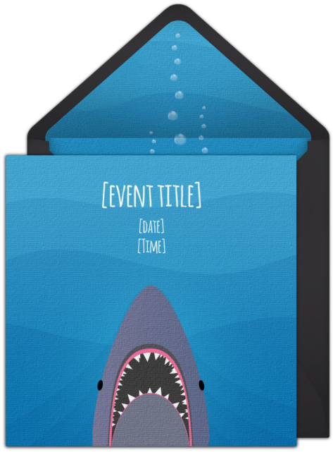 Shark Themed Birthday Party Invitations Clipart (650x650), Png Download