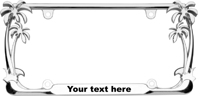 Chrome Palm Tree License Plate Frame Clipart (750x750), Png Download