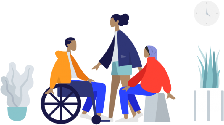 Colourful Image Of People Chatting, 2 People Sitting - Living Room Illustration Png Clipart (842x452), Png Download