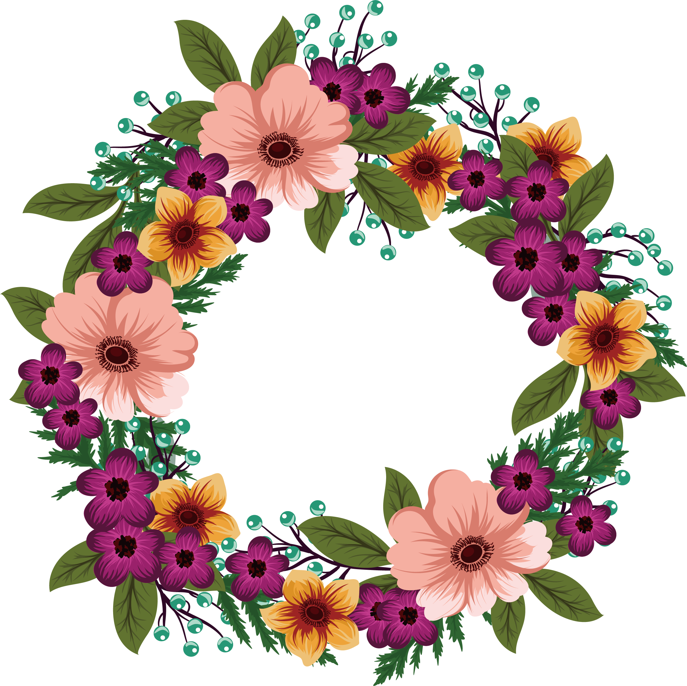 Transparent Floral Wreath Clipart - Cute Floral Wreath Png - Full Size