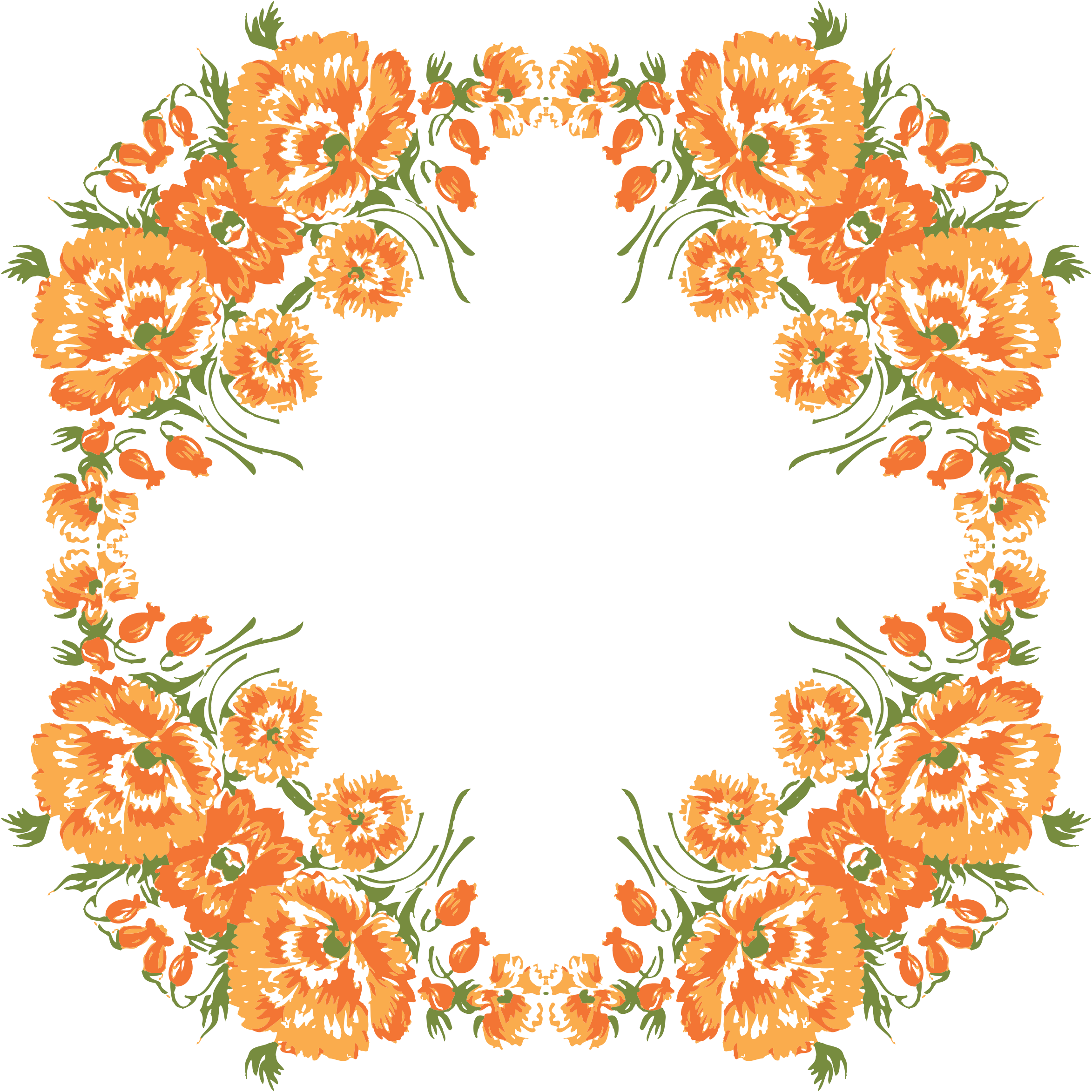 Fall Flower Wreath Clipart Clip Transparent Download - Orange Flower Wreath Transparent Background - Png Download (2346x2346), Png Download