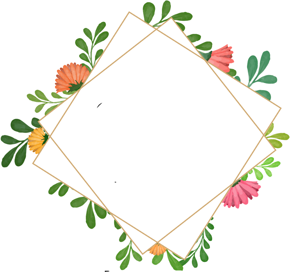 Flowers Geometricshapes Geometric Frame Border Wreath - Water Color Border Png Clipart (949x892), Png Download