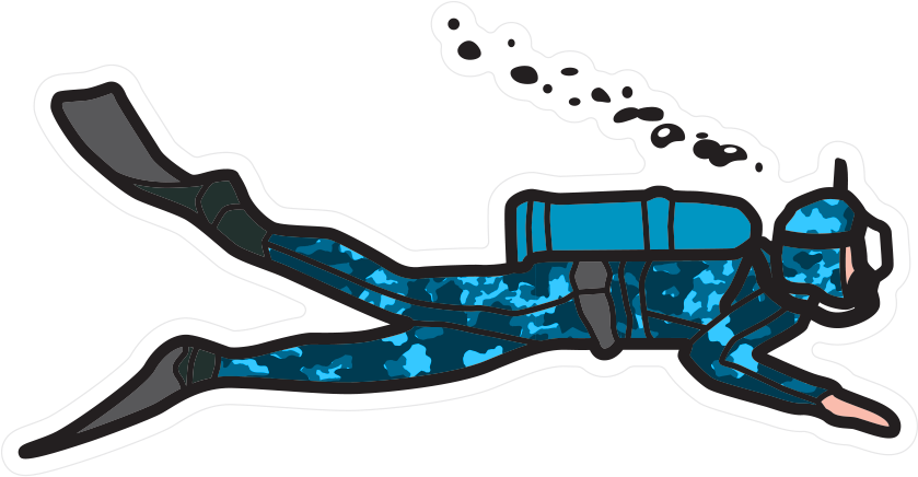Blue Camouflage Scuba Diving Sticker - Illustration Clipart (1000x565), Png Download