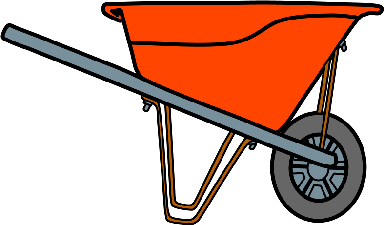 Wheelbarrow, Orange - Cartoon Wheelbarrow Clipart (816x1056), Png Download