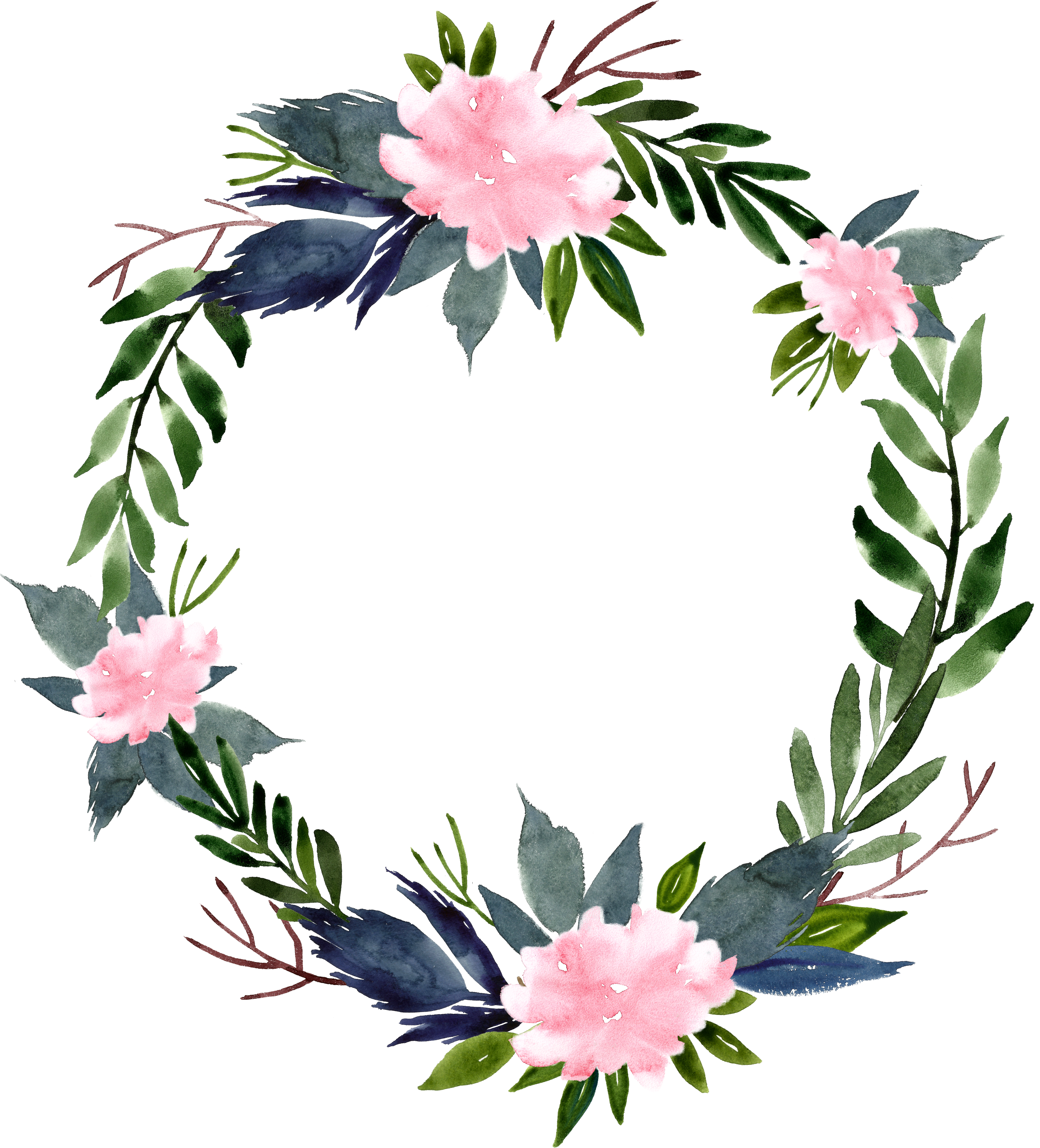 Flower Wreath Clip Art - Floral Border Round Png Transparent Png (2891x3191), Png Download