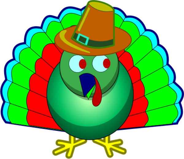 Colorful Turkey Clipart (600x520), Png Download
