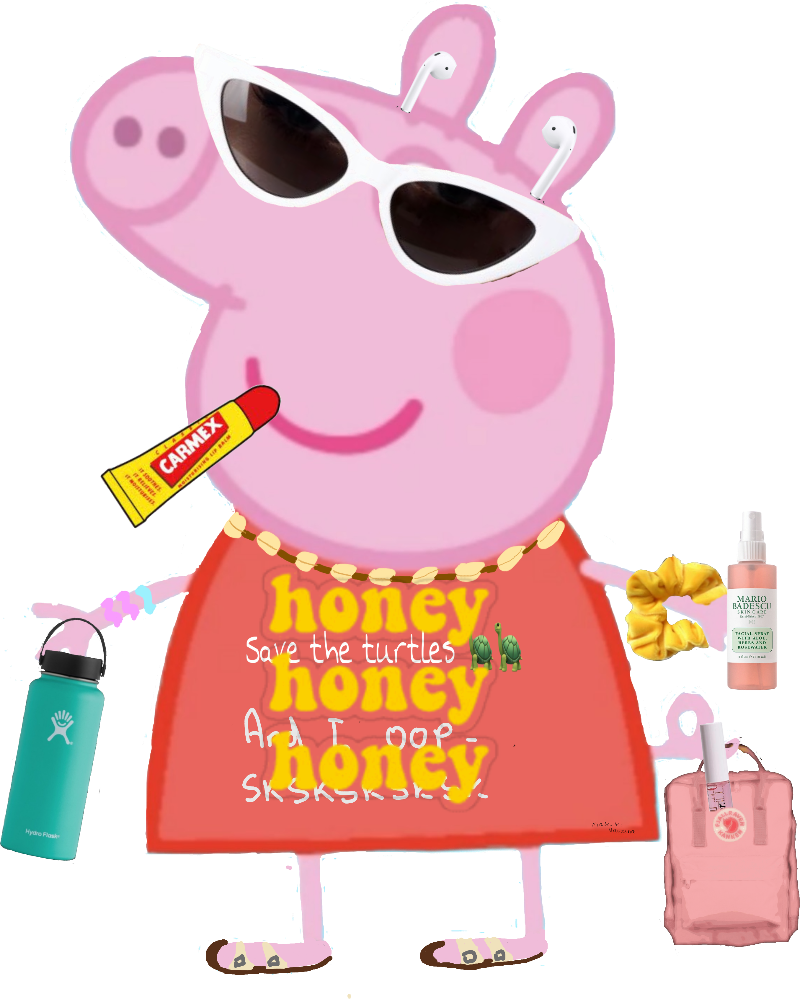 #vsco #peppapig #vscopeppapig #scrunchie #hydroflask - Peppa Pig En Francia Clipart (2710x3384), Png Download