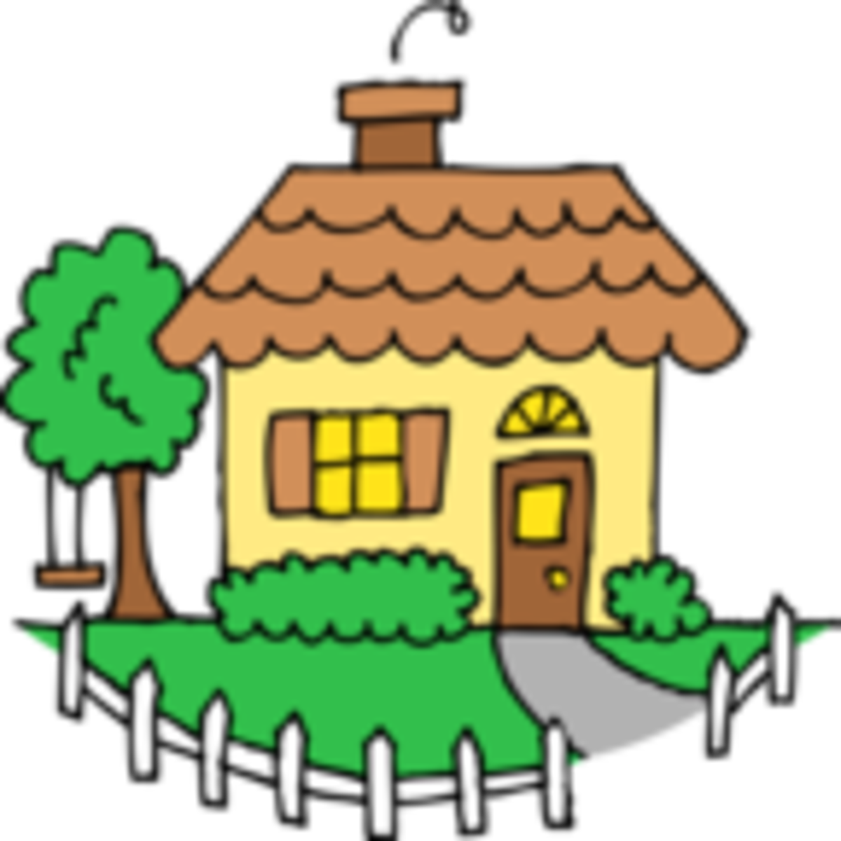 White Picket Fence House Drawing Clipart (1200x1200), Png Download