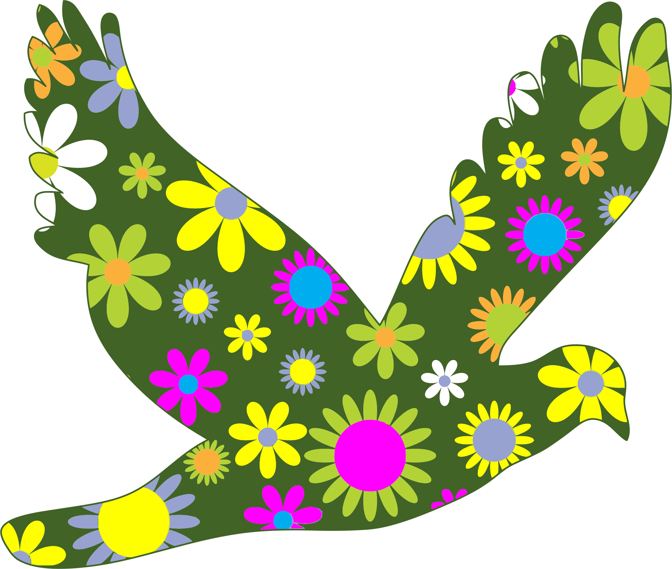Retro Floral Bird Clip Arts - Blomster Clipart - Png Download (2242x1898), Png Download