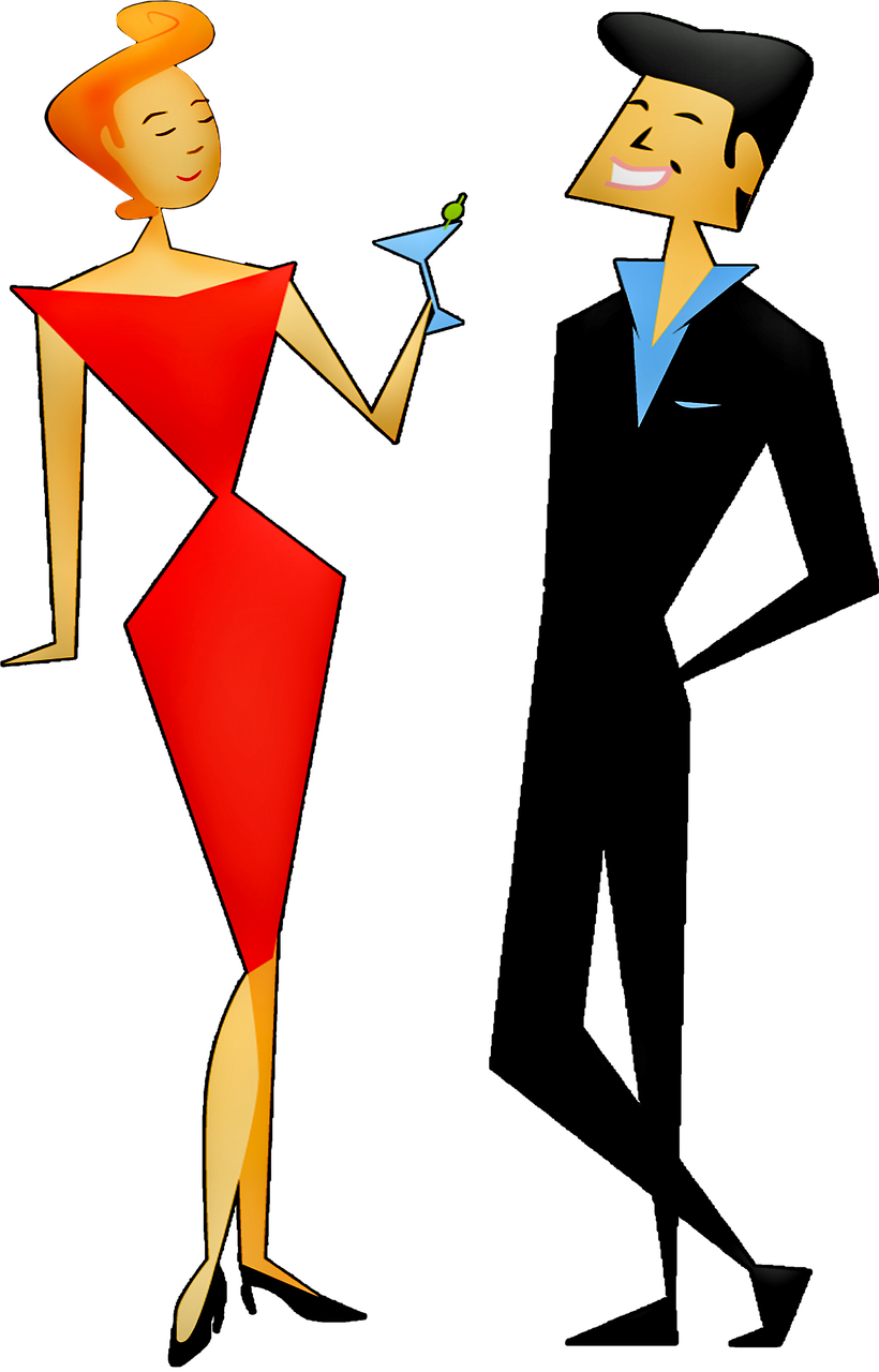 Man And Woman Party Retro Man Free Photo - Illustration Clipart (820x1280), Png Download