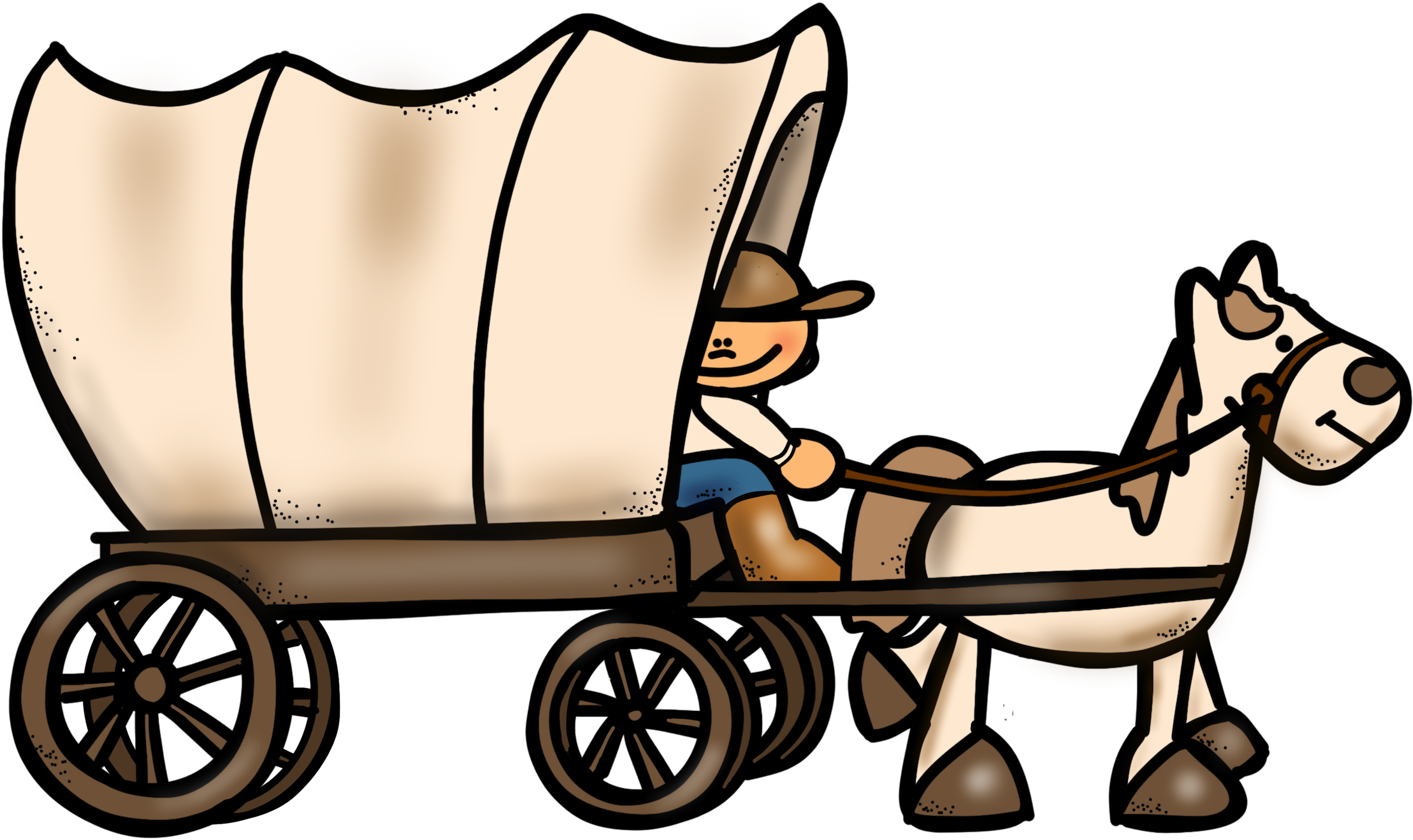 Wagon Clipart Westward Movement, Wagon Westward Movement - Horse And Wagon Clipart - Png Download (2400x1439), Png Download