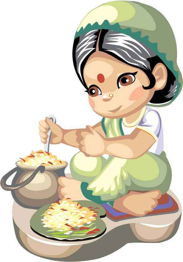 Recipe Vector Cute - Cooking Indian Woman Vector Clipart (588x846), Png Download